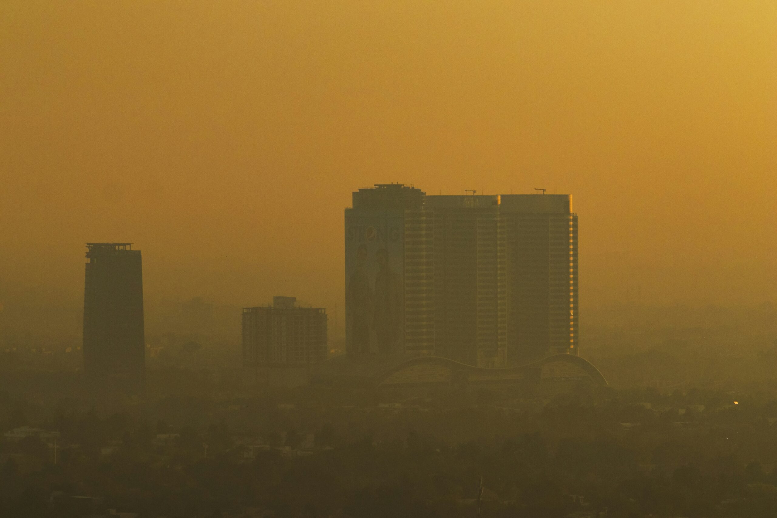 polluted city skyline