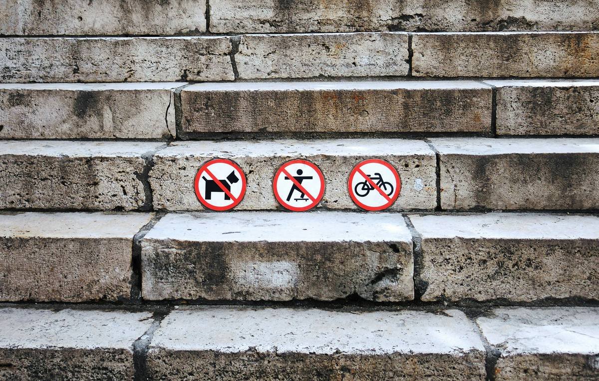 red and white concrete stairs